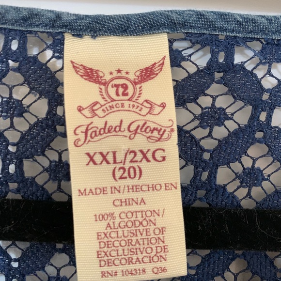 Faded Glory Blue Peasant Top - Picture 2 of 3